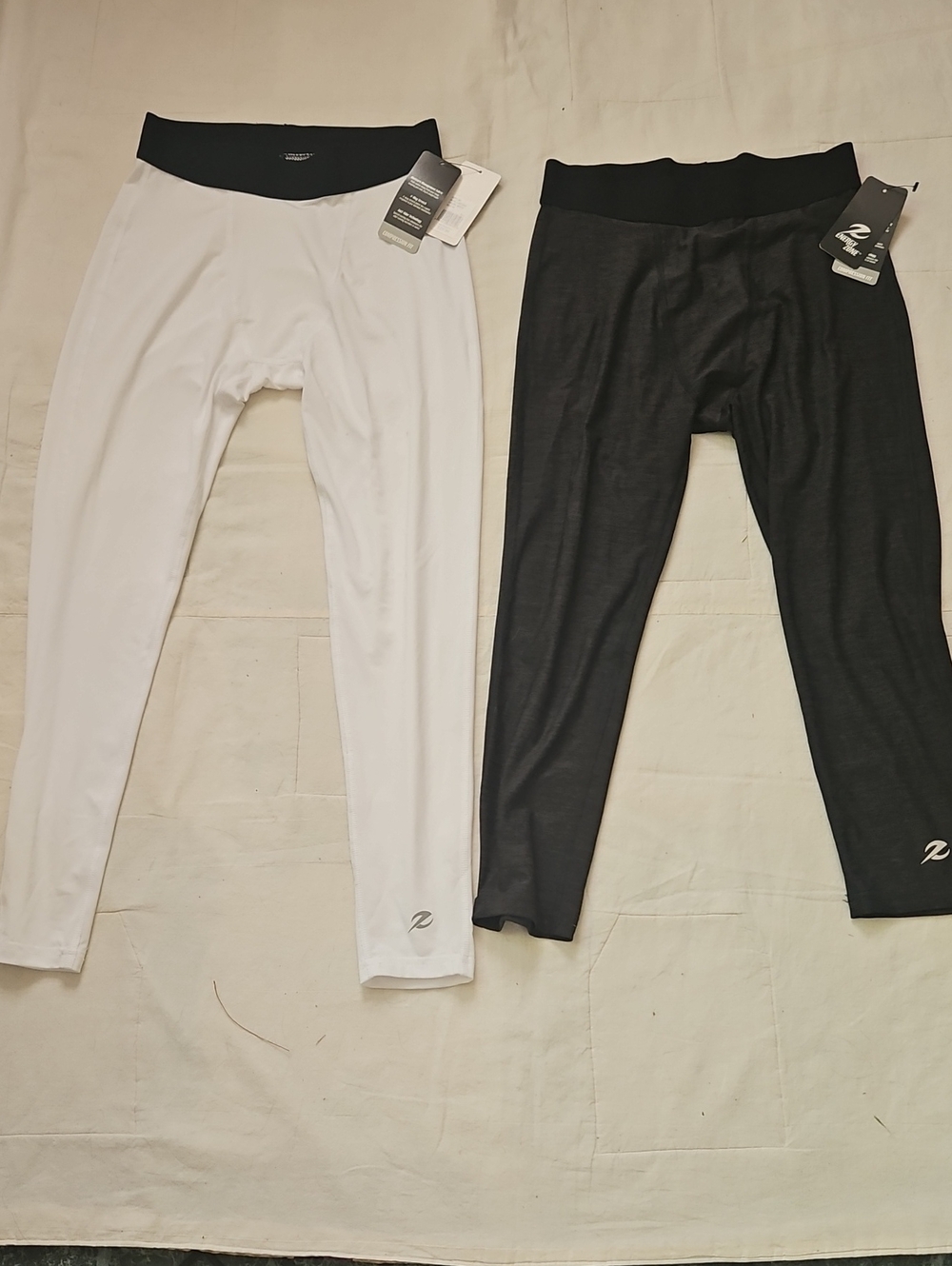 Energy Zone Mens Leggings - White and Charcoal with Black Compression Size 32 34